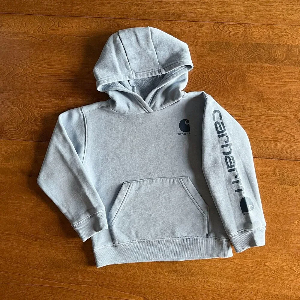 Carhartt light blue logo hoodie 5